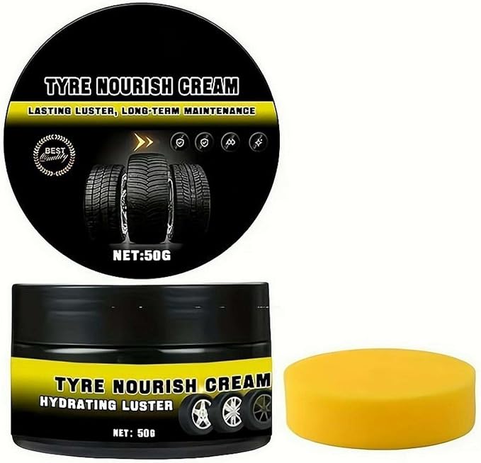 Tire Nourish Cream, 2026 New Powerful Wheel Cleaning Refurbish Wax for Restores Tire Shine, Tire Wax for Wheel Protection, Restores Black Gloss