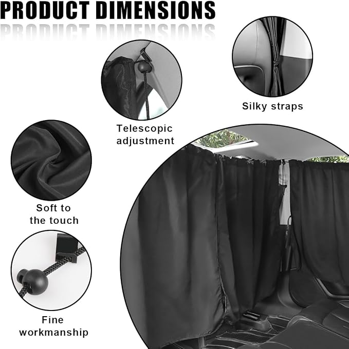 Car Window Shades, UV Protection Privacy Sunshade Covers, Removable Divider Curtains & Side Window Shades, Universal Car Interior Accessories for Sleeping Traveling Camping (3PCS)
