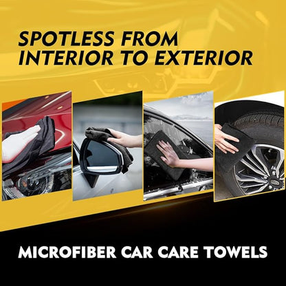 HOMEXCEL Black Microfiber Cleaning Cloth 200 Pack, 11.5 x 11.5 inch Bulk Shop Towels | Reusable Cleaning Rags for Cars, Kitchen, Window, Garage and House, Ultra Absorbent, Lint Free, Streak Free