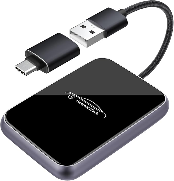 Wireless CarPlay Adapter for Apple iPhone | Mini USB Design for Convert Wired to Wireless Car Play Adapter - No Latency from iOS 10+ to Screen w/USB C (Light Purple)