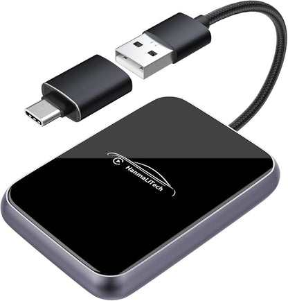 Wireless CarPlay Adapter for Apple iPhone | Mini USB Design for Convert Wired to Wireless Car Play Adapter - No Latency from iOS 10+ to Screen w/USB C (Light Purple)