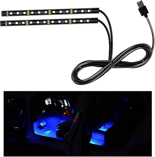 Ohleats Car LED Strip Light, 24 LED RGB Auto Interior Atmosphere Lights, USB Vehicle Under Dash Ambient Night Light Strip, Interior Decorative Lamp Lighting Kit Car Accessories (Blue)