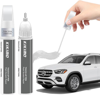 KIKIMO for Mercedes-Benz Touch Up Paint(Polar White(149/9149)), Car Paint Repair Kit for Mercedes-Benz, 2 In 1 Scratches Repair with Pen Tip and Brush, Color-Matched for Quick & Easy Fix