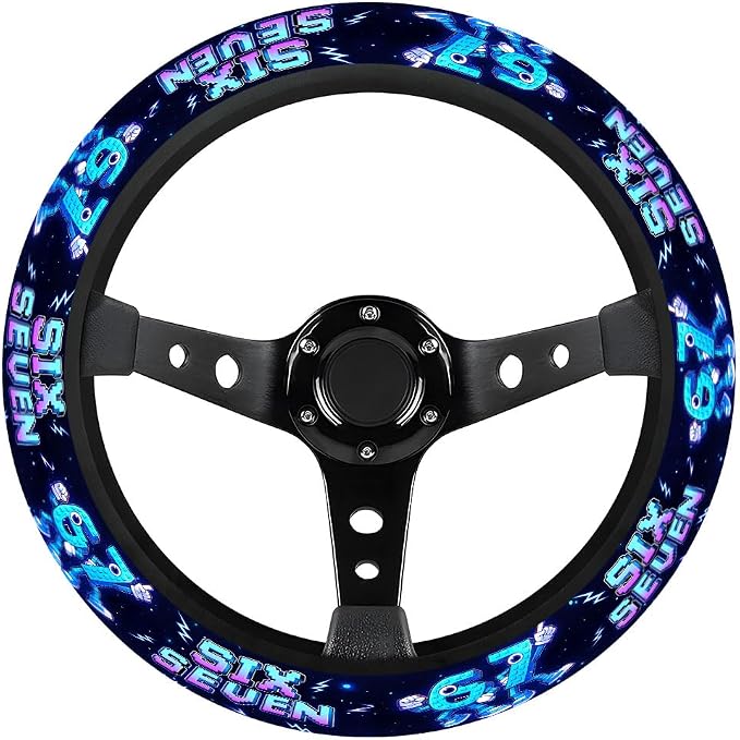 GENANY Brainrot Meme Steering Wheel Cover, Non Slip Polyester Car Wheel Protector for Car SUV Truck, Universal 15 Inch