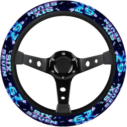 GENANY Brainrot Meme Steering Wheel Cover, Non Slip Polyester Car Wheel Protector for Car SUV Truck, Universal 15 Inch