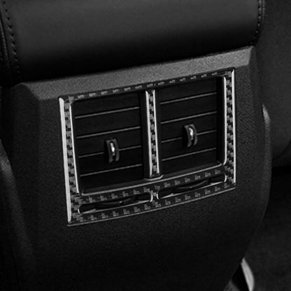 Real Quality Carbon Fiber Trim Car Rear Center Console Sticker A/C Air Vent Panel Decor Compatible with Dodge Charger 2008 2009 2010 Interior Accessories Black