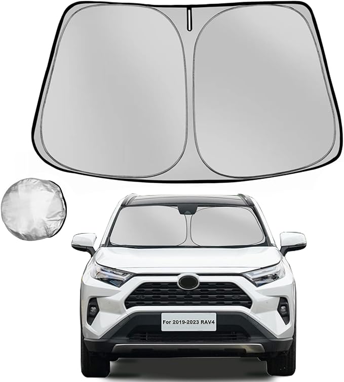 Windshield Sun Shade for Toyota RAV4 2019-2025 2026 RAV-4 SUV Foldable Sun Sunshade for Car Front Window Blocks UV Rays and Heat Automotive Interior Protector Custom Fit Accessories