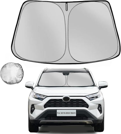 Windshield Sun Shade for Toyota RAV4 2019-2025 2026 RAV-4 SUV Foldable Sun Sunshade for Car Front Window Blocks UV Rays and Heat Automotive Interior Protector Custom Fit Accessories