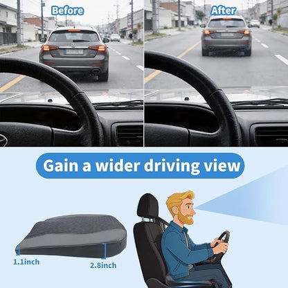 Car Seat Cushion for Long Driving Memory Foam Wedge Leather Cushion for Back Pain & Tailbone Pain Relief Non Slip & Ergonomic Car Seat Pillow Pad, Fit for Most Car Truck Office Chair & Wheelchair