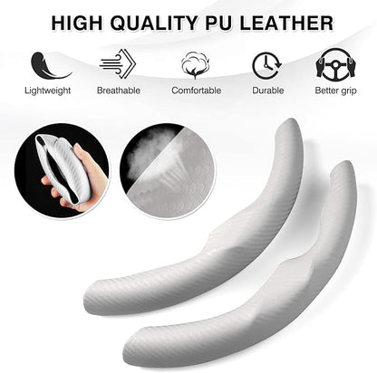 Canvcle Steering Wheel Cover for Tesla Model 3/Y 2016-2025 2026 Highland/Juniper Accessories Carbon Fiber Steering Wheel Cover Protector Non-Slip, Comfortable, Breathable, Model 3/Y Accessories, White