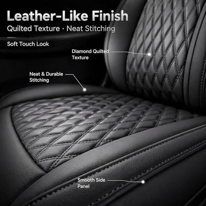 Front Car Seat Covers Set of 2,Universal Precision Fit Contoured Heavy-Duty Nappa Leather Waterproof Automotive Seat Covers& Accessories for SUV Trukcs,forros para asientos de carro,Style1 Black
