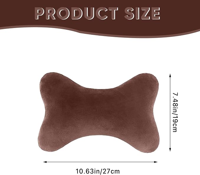 Car Headrest Pillow, Soft & Comfortable Memory Foam Car Neck Pillow for Driving Fatigue Relieve, Universal Cars Head Rest Pillows with Adjustable Strap, Car Interlor Accessorles (Brown)