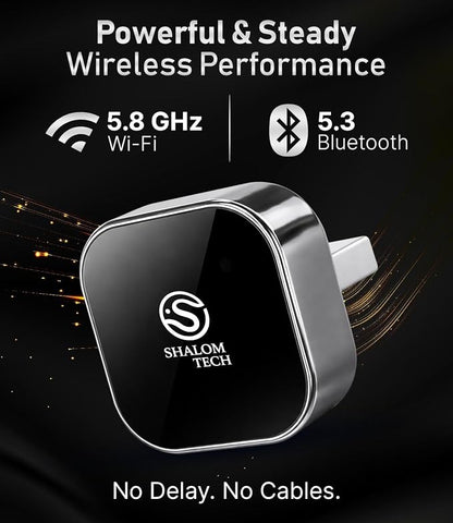 Wireless Car Play Adapter & Car Play Wireless Adapter 2-in-1, SHALOM TECH 5.8GHz Wired to Wireless Dongle, Plug & Play for Factory Wired CarPlay Cars, USB A USB C- Dark Grey