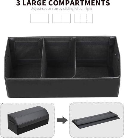 AUTOARK Leather Car Trunk Organizer,Durable Collapsible Adjustable Compartments Cargo Storage,Extra Large Capacity,AK-151