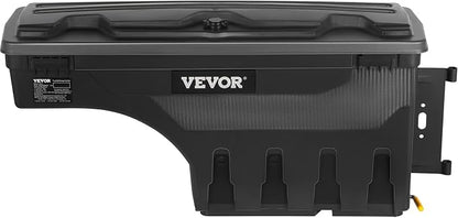VEVOR Truck Bed Storage Box, Compatible with Chevrolet Silverado 1500 GMC Sierra 1500 2019-2020 R, Waterproof ABS Wheel Well Tool Box with Lockable Lid, 6.6 Gal/25 L Toolbox, Passenger Side, Black
