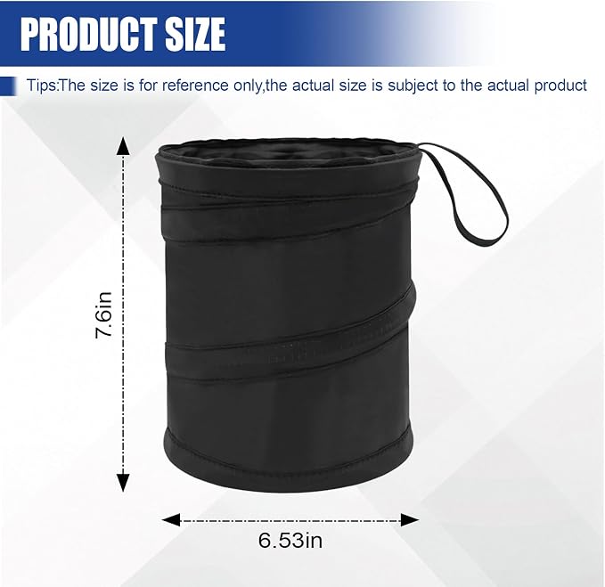 Collapsible Car Trash Can, Mini Portable Automotive Garbage Bag, Pop-Up Vehicle Rubbish Bin, Waterproof Waste Basket Bin with Magic Sticker, Hanging Washable Auto Trash Bag (1PC)