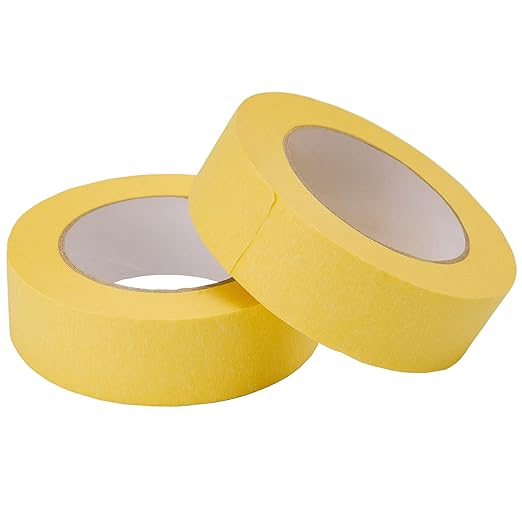Lichamp 2-Pack Automotive Refinish Masking Tape Yellow 36mm x 55m, Cars Vehicles Auto Body Paint Tape, Automotive Painters Tapes Bulk Set 1.4-inch x 60 Yards x 2 Rolls