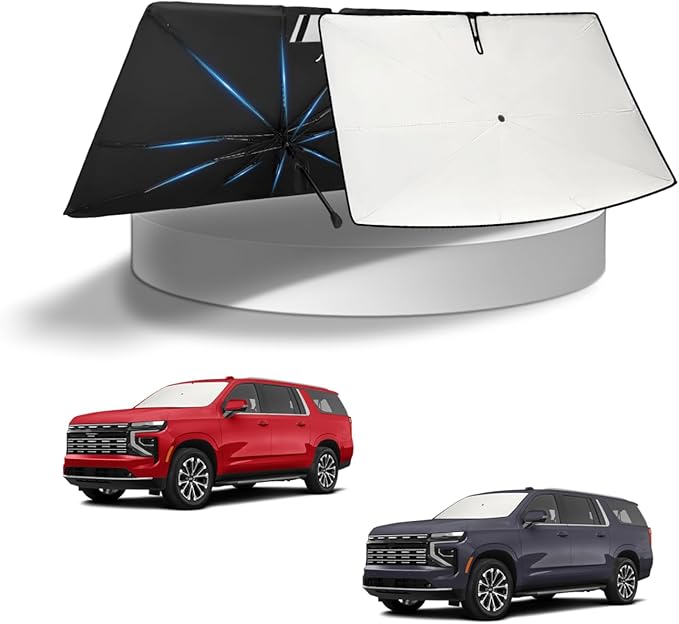 KUST Sun Shade Umbrella for 2021-2025 2026 Chevrolet Chevy Suburban/GMC Yukon XL | Custom Fit Windshield Sunshade | Foldable Sunshade with Bendable Handle | Blocks Heat & UV Scratch Resistant