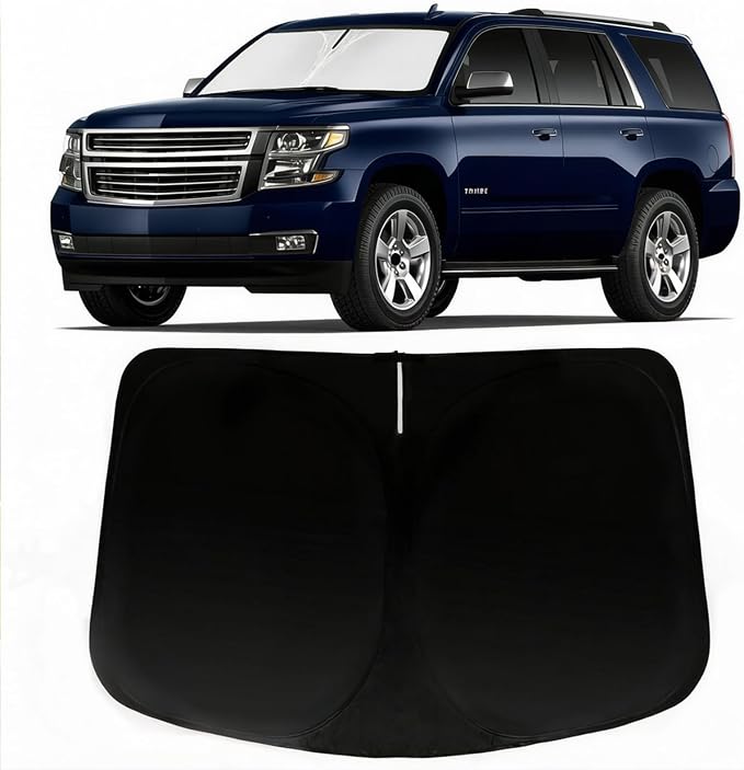 Windshield Sun Shade for Chevrolet Chevy Tahoe 2015-2020, Car Front Window Sunshade with 240T Sun Visor Protector Blocks UV Rays Heat Sun Shield Accessories