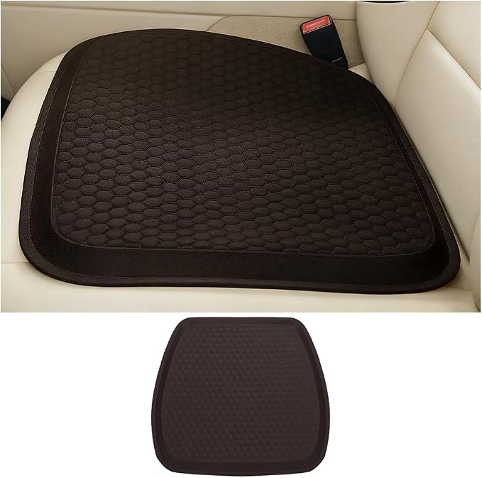 Car Seat Cushion, Comfortable Non-Slip Breathable Vehicle Front Seat Bottom Protector Pad, Automotive Interior Driving Chair Mat Cover, Universal for SUV RV Truck (Coffee)