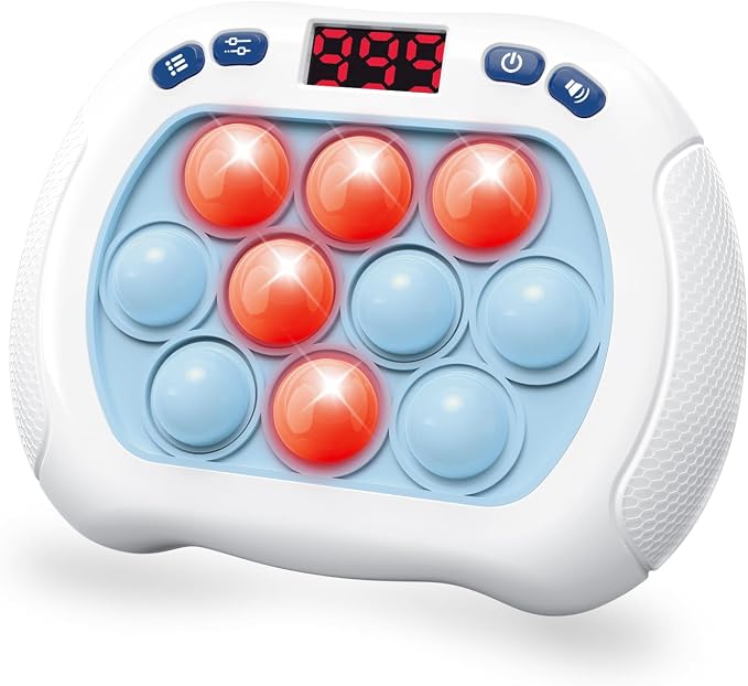 Intoypad Pop Game Light Up Fidget Toy for Kids, 6 Modes LED Screen Quick Push Controller Electric Fidget Popper Game Quick Push Bubble Sensory Games Birthday Toys for Kids Lightblue