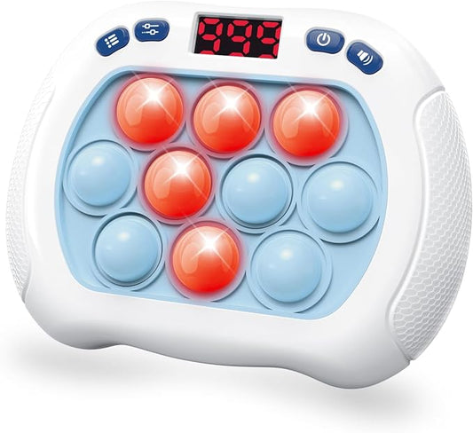 Intoypad Pop Game Light Up Fidget Toy for Kids, 6 Modes LED Screen Quick Push Controller Electric Fidget Popper Game Quick Push Bubble Sensory Games Birthday Toys for Kids Lightblue