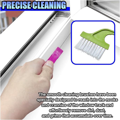 ZIMISI 2PCS Car Crevice Cleaning Brush, Window Cleaner Tool, Plastic Detailing Brush with Ergonomic Handle, Hard Bristle Window Track Cleaner, Car Cleaning Tools for Home, Bathroom (Green/Rose Red)