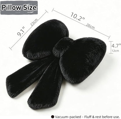 Sexysamba 2 Pcs Plush Bow Car Headrest Neck Pillow Cute Bow Pillow for Car Seat Décor Soft Neck Support for Comfortable Driving Traveling Office Fluffy Head Rest Cushion, Black