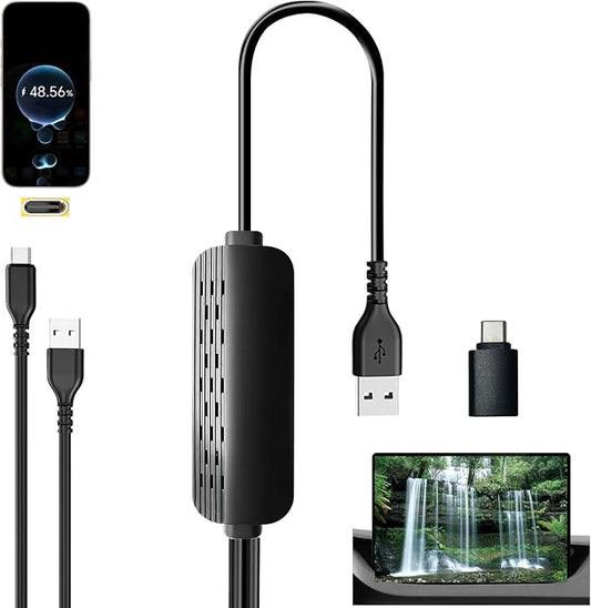 Wireless CarPlay Adapter with Screen Mirroring for Net-Flix YouTube TikTok, Auto-Connect, Local Media Playback，USB-A USB C Plug and Play,