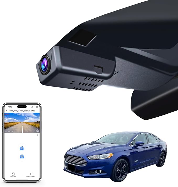 Mangoal 4K Dash Cam fit for Ford Fusion 2013-2020 Gen2, S SE SEL Titanium Accessories, UHD 2160P Video, WiFi & App, G-Sensor, Loop Recording, GPS, 64GB Card