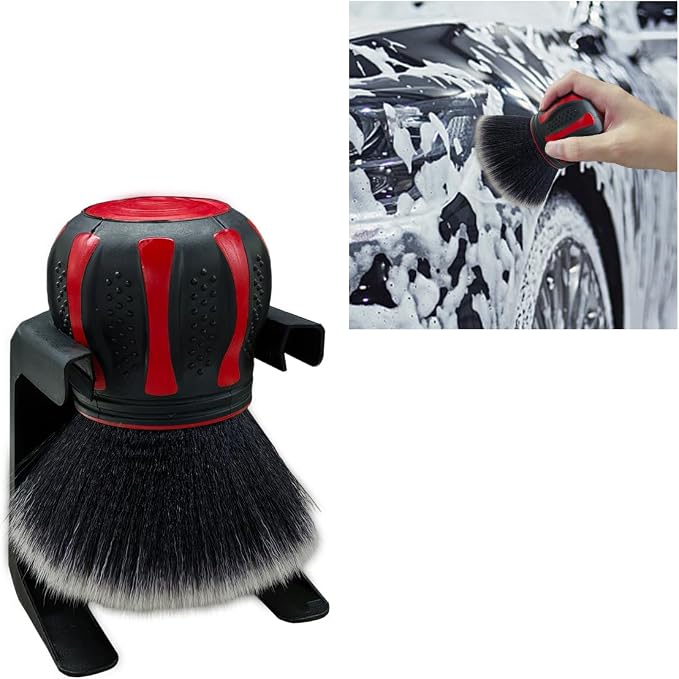 BDZMC Car Detailing Brush, Ultra Soft Bristles XL Synthetic Brush, Auto Interior Dusting Brush with Storage Rack, Car Cleaning Tool for Vehicle Air Conditioner Vents, Dashboard, Leather
