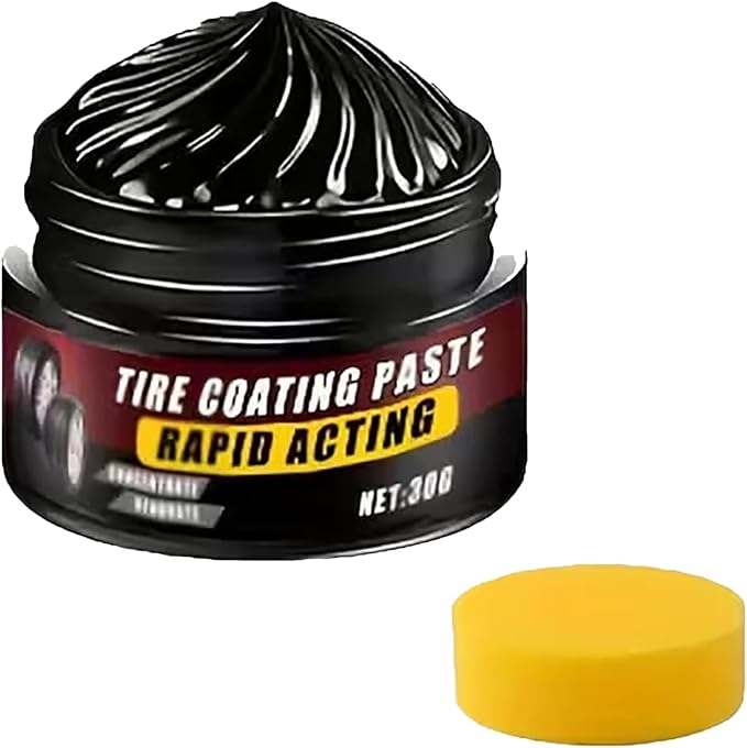 Premium Tire Coating & Trim Restorer, Tire Coating Paste, Long-Lasting Ceramic Coating & UV Protection, Sponge Nourish Renewal Restores Care Gloss Interior Auto Cleaning (1PCS)