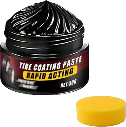 Premium Tire Coating & Trim Restorer, Tire Coating Paste, Long-Lasting Ceramic Coating & UV Protection, Sponge Nourish Renewal Restores Care Gloss Interior Auto Cleaning (1PCS)