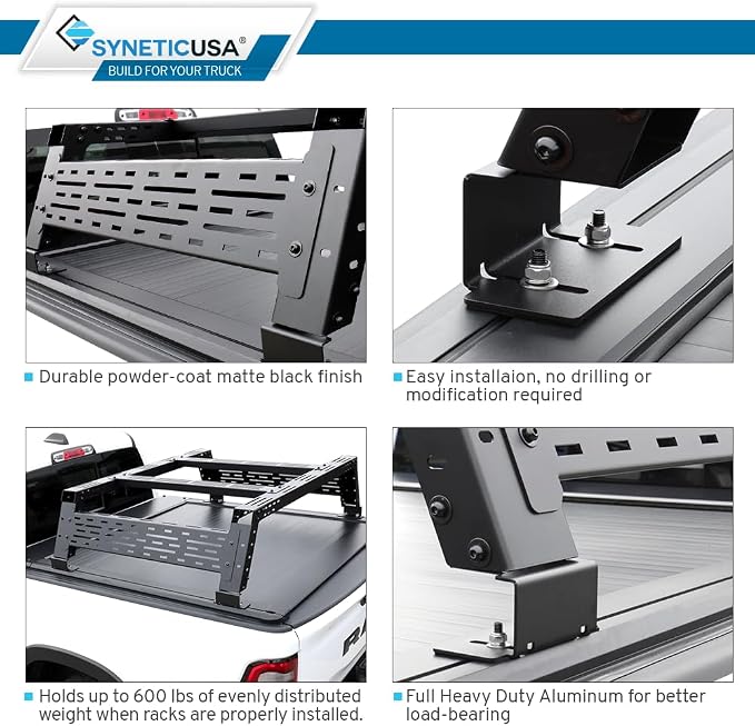 Syneticusa ER Power Retract Hard Tonneau Cover with Rack Kit Fits 2004-2026 Ford F-150 6’7” (78.9”) Truck Bed Off Road Overlanding Retractable