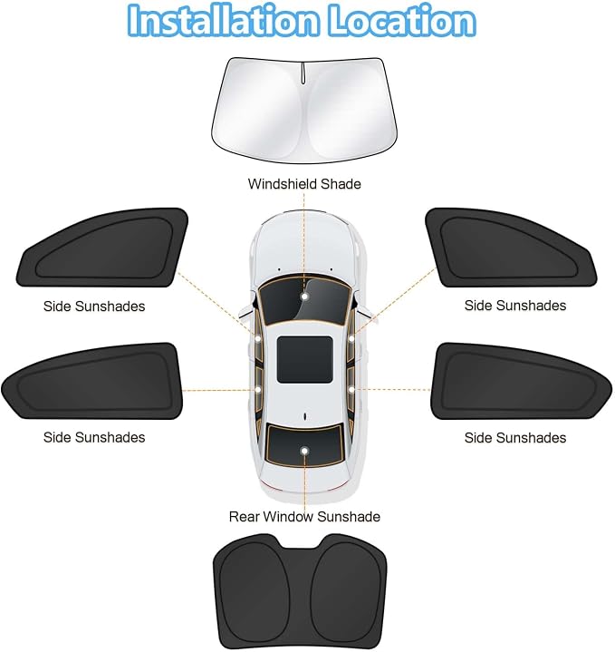 KUST Car Window Shades for 2013-2017 Honda Accord Accessories Windshield Sun Shade Side Rear Window Covers Sunshade Privacy Protection for Camping Blackout UV Block Full Set 6PCS