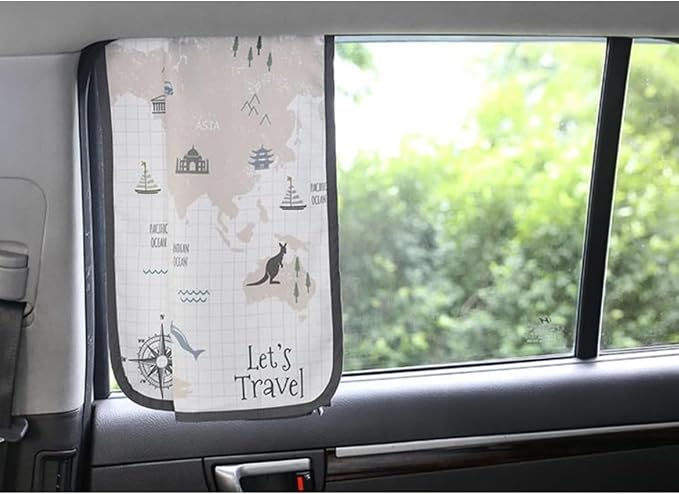 Magnetic Car Sun Shade Curtain for Side Window – Sun Blocker and UV Protector for Baby, Kids, and Pets – Universal Fit with Built-in Magnets for Steel-Framed Door (WorldTravel)