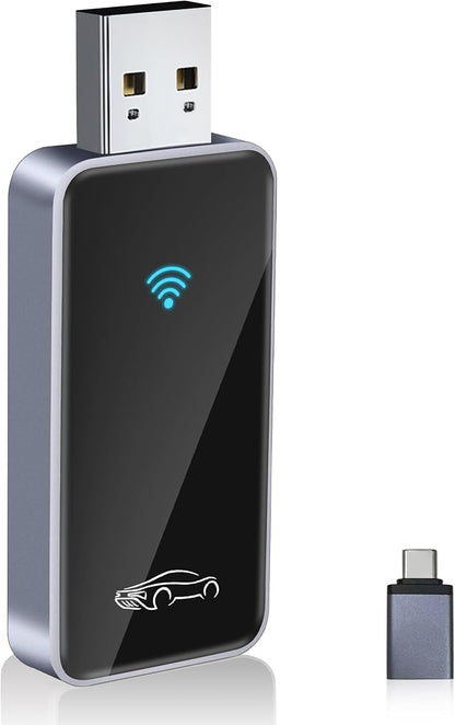 Wireless CarPlay Adapter for iPhone, Zinc Alloy & Tempered Glass Edition - Reliable 5.8GHz Wireless Dongle for Factory Wired CarPlay Cars, Instant Connection, No Overheating, Plug & Play
