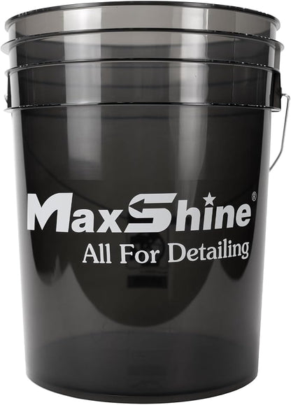 Maxshine 5 Gallon Detailing Bucket - Black Universal Car Wash Bucket for Auto Detailing, Scratch-Free Washing, Garage Storage, Holds Soap, Foam Cannon, Brushes & Microfiber Towels