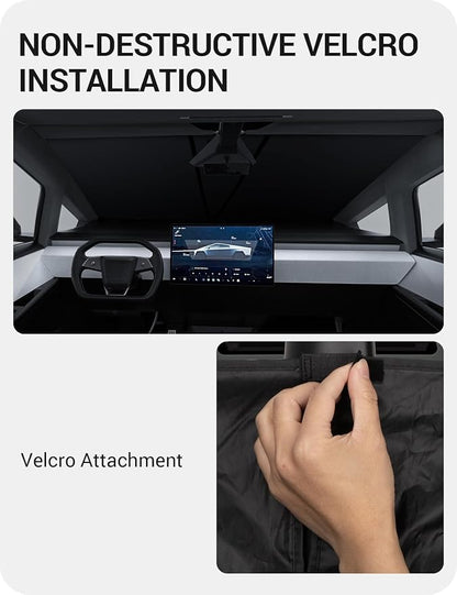 BASENOR 2024 2025 2026 Tesla Cybertruck Windshield Sunshade [Nano Ice Crystal Cooling] Folding Front Window Sun Shade Block UV Full Cover [No Gaps] Heat Protection Visor for Cybertruck Accessories