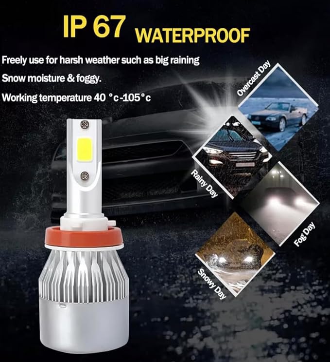 2PCS H8/H9/H11/9006/9005/H7/H4/H13/9007/9004 Car LED Light, 6000K 3800LM Super Bright High and Low Beam Bulb C6 LED Fog Light Headlight Bulb Replacement, Plug & Play, Car/trucks (9006/9012/HB4)