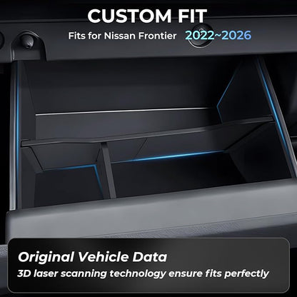 Glove Box Organizer Compatible with Nissan Frontier 2026 2025 2024 2023 2022, Interior Accessories Glove Box Compartment Insert Storage Dividers for 2022-2026 Frontier, Black