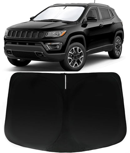 Windshield Sun Shade for Jeep Compass 2017-2025, Car Front Window Sunshade with 240T Sun Visor Protector Blocks UV Rays Heat Sun Shield Accessories