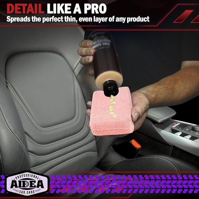 AIDEA Microfiber Applicator Pad-8Pack, Car Wash Sponge, Premium Microfiber Sponge and Cleaning Pads, Perfect for Effortless Wax, Sealant, and Conditioner Application, Car Detailing Supplies, Pink