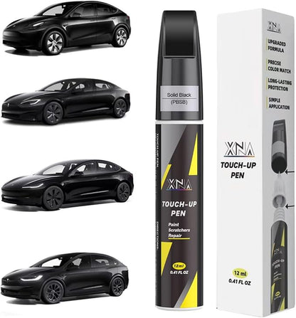 Car Touch Up Paint(Solid Black(PBSB)) for Tesla, 2 in 1 Car Scratch Remover with Pen Tip and Brush, Exact Color-Matched for Car Paint Scratch Repair, Quick & Easy Fix Chips and Nicks