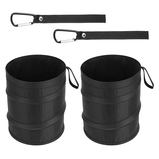 2 Pack Small Foldable Trash Can, Suspended Vehicle Trash Can, Foldable Nylon Trashcan for Cars, Suvs, Trucks, Rvs