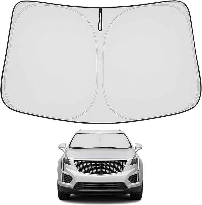 Proadsy 2026 Upgrade Windshield Sun Shade Custom Fit Cadillac XT5 2017-2026 4-Layer Foldable Front Sunshade Protector Sun Visor Blocks UV Rays Keep Car Cooler Accessories