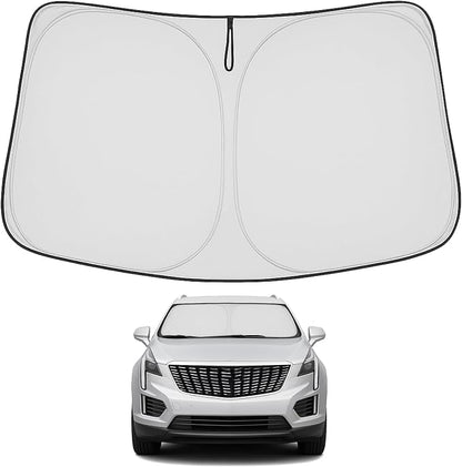 Proadsy 2026 Upgrade Windshield Sun Shade Custom Fit Cadillac XT5 2017-2026 4-Layer Foldable Front Sunshade Protector Sun Visor Blocks UV Rays Keep Car Cooler Accessories