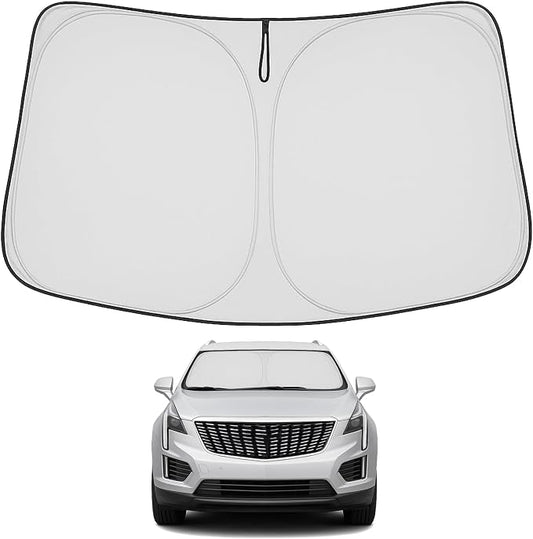 Proadsy 2026 Upgrade Windshield Sun Shade Custom Fit Cadillac XT5 2017-2026 4-Layer Foldable Front Sunshade Protector Sun Visor Blocks UV Rays Keep Car Cooler Accessories