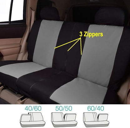 Flying Banner Car Seat Covers Front Seats Rear Bench Polyester car seat Protectors Easy installations Rear Bench Split Classic man Lady Truck (Full Set - Low Back, Black Gray)