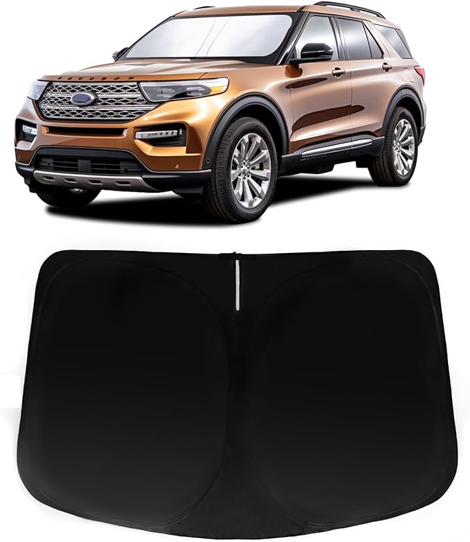 Windshield Sun Shade for Ford Explorer 2012-2019, Car Front Window Sunshade with 240T Sun Visor Protector Blocks UV Rays Heat Sun Shield Accessories